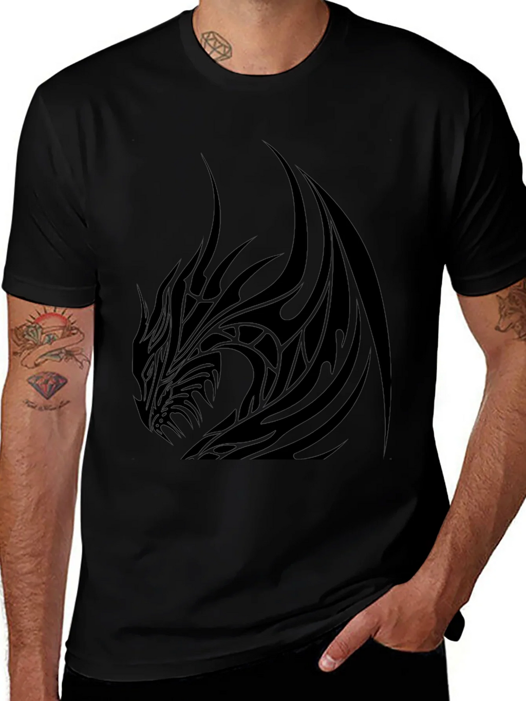 Mens Black Dragon Graphic Tee - Stylish & Bold product image 1