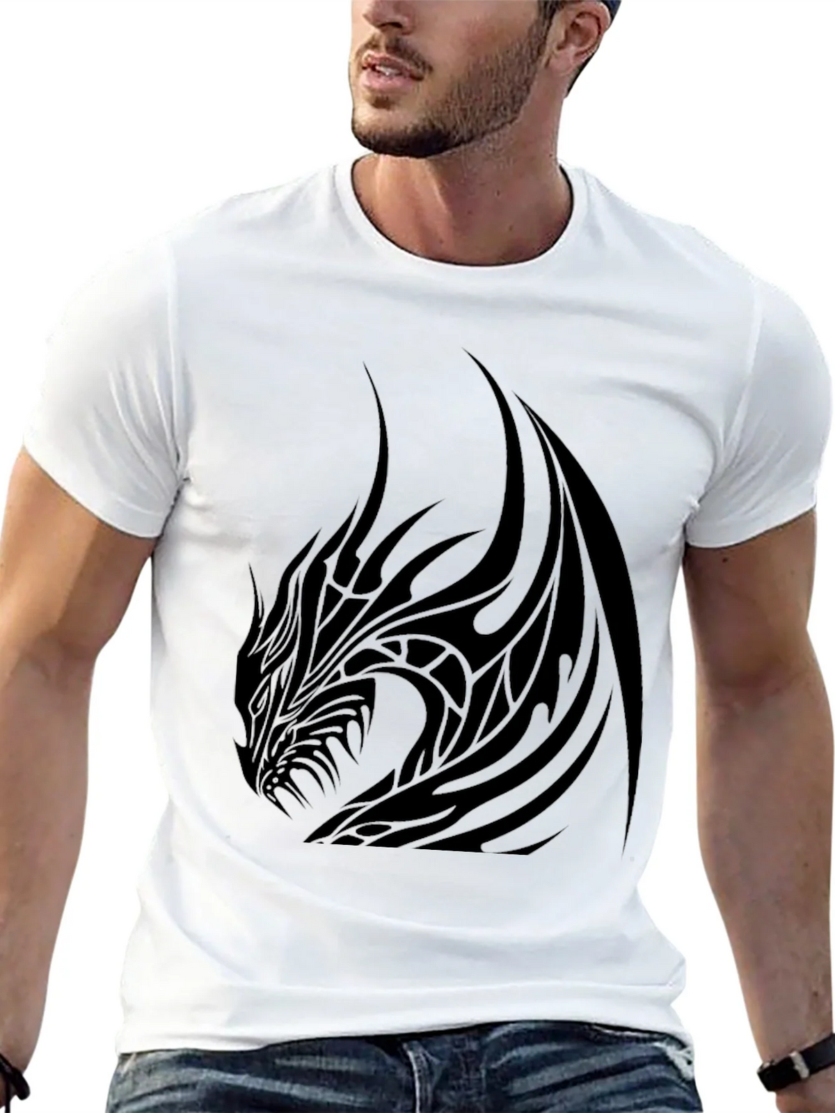 Mens Black Dragon Graphic Tee - Stylish & Bold product image 12