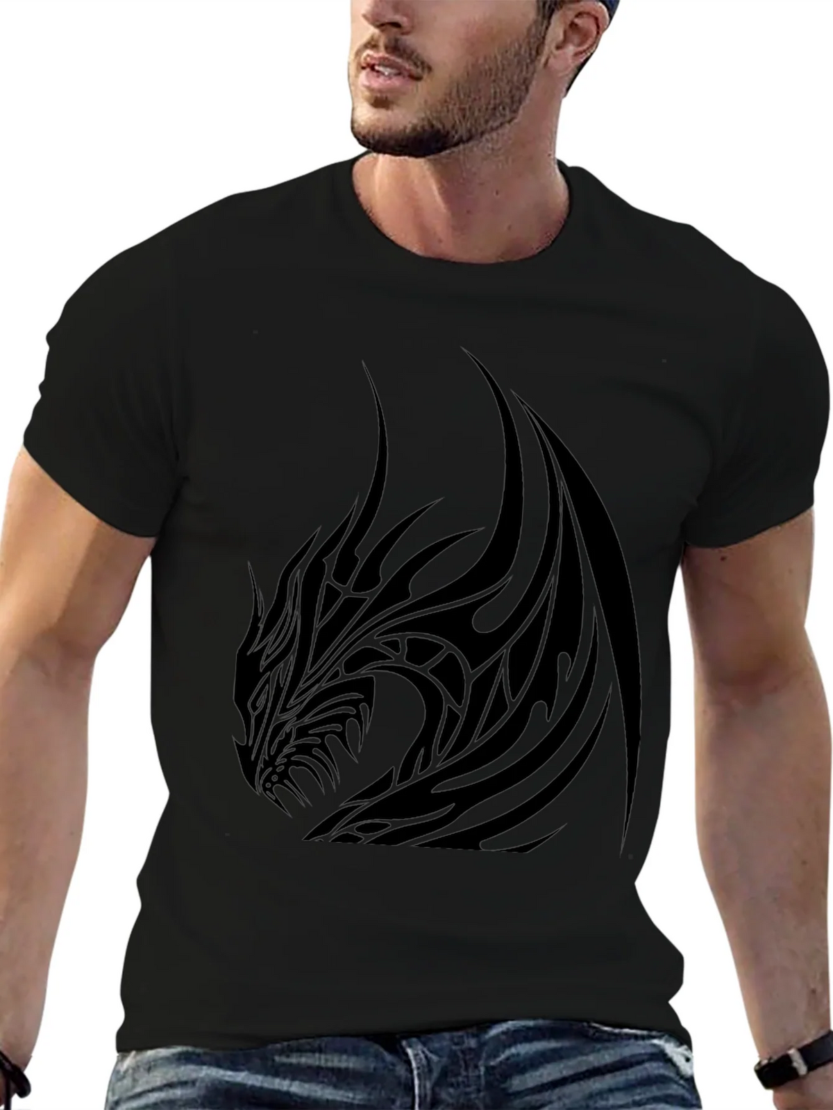 Mens Black Dragon Graphic Tee - Stylish & Bold product image 6