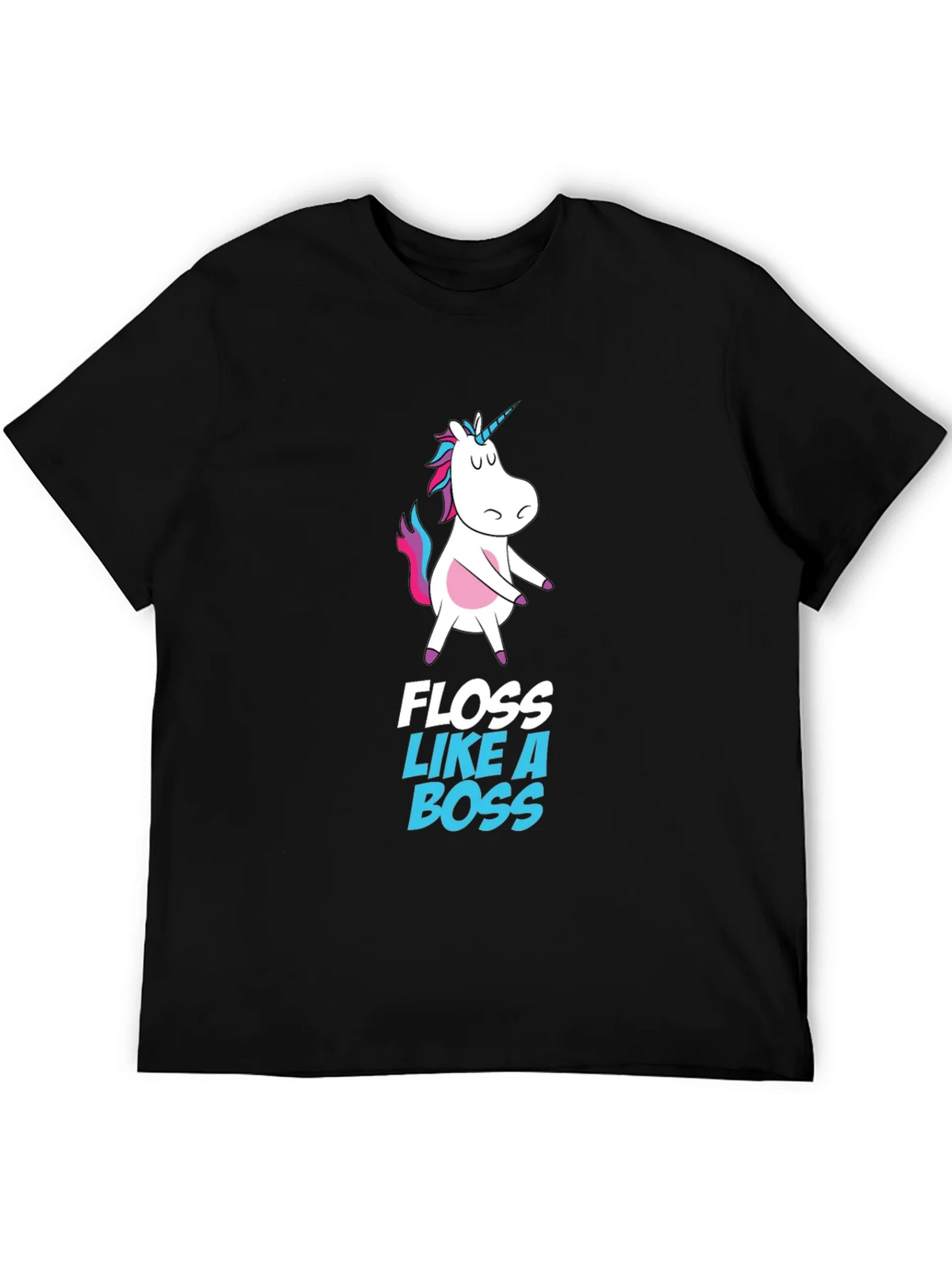 Unicorn Floss Like A Boss Black T-Shirt product image 5