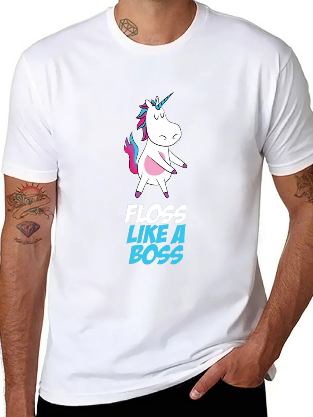 Unicorn Floss Like A Boss Black T-Shirt product image 7