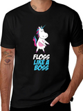 Unicorn Floss Like A Boss Black T-Shirt product image 1