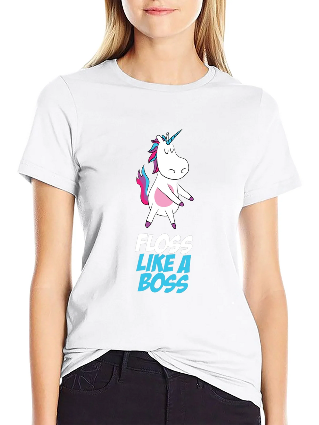 Unicorn Floss Like A Boss Black T-Shirt product image 8