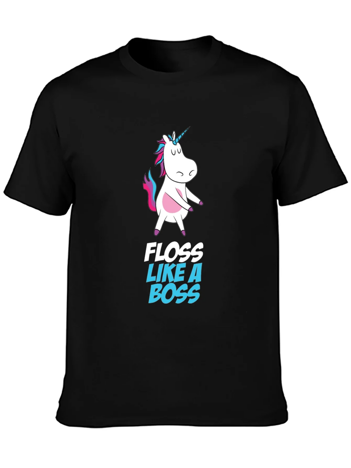 Unicorn Floss Like A Boss Black T-Shirt product image 3