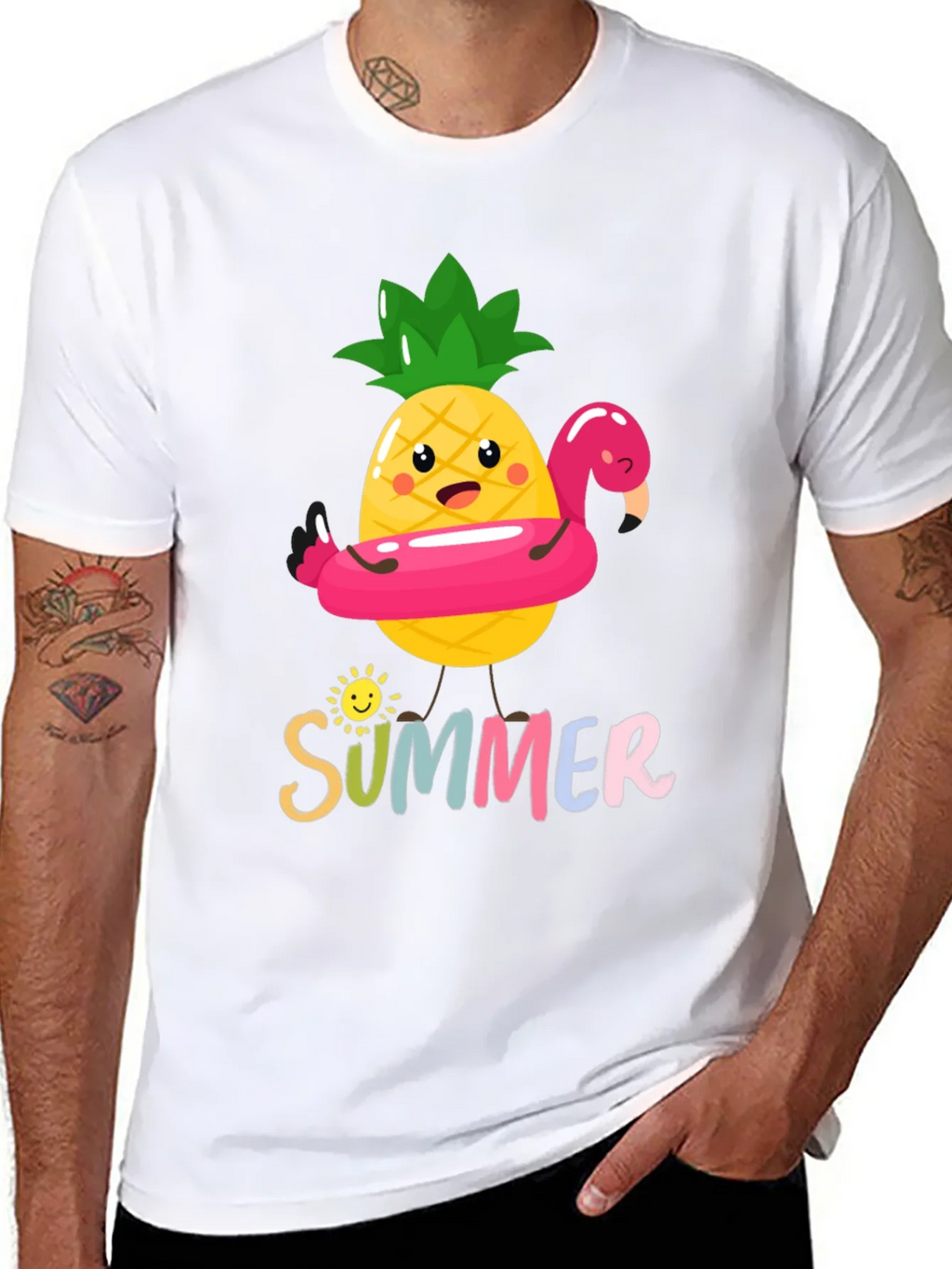 Summer Pineapple Flamingo Graphic Tee product image 7