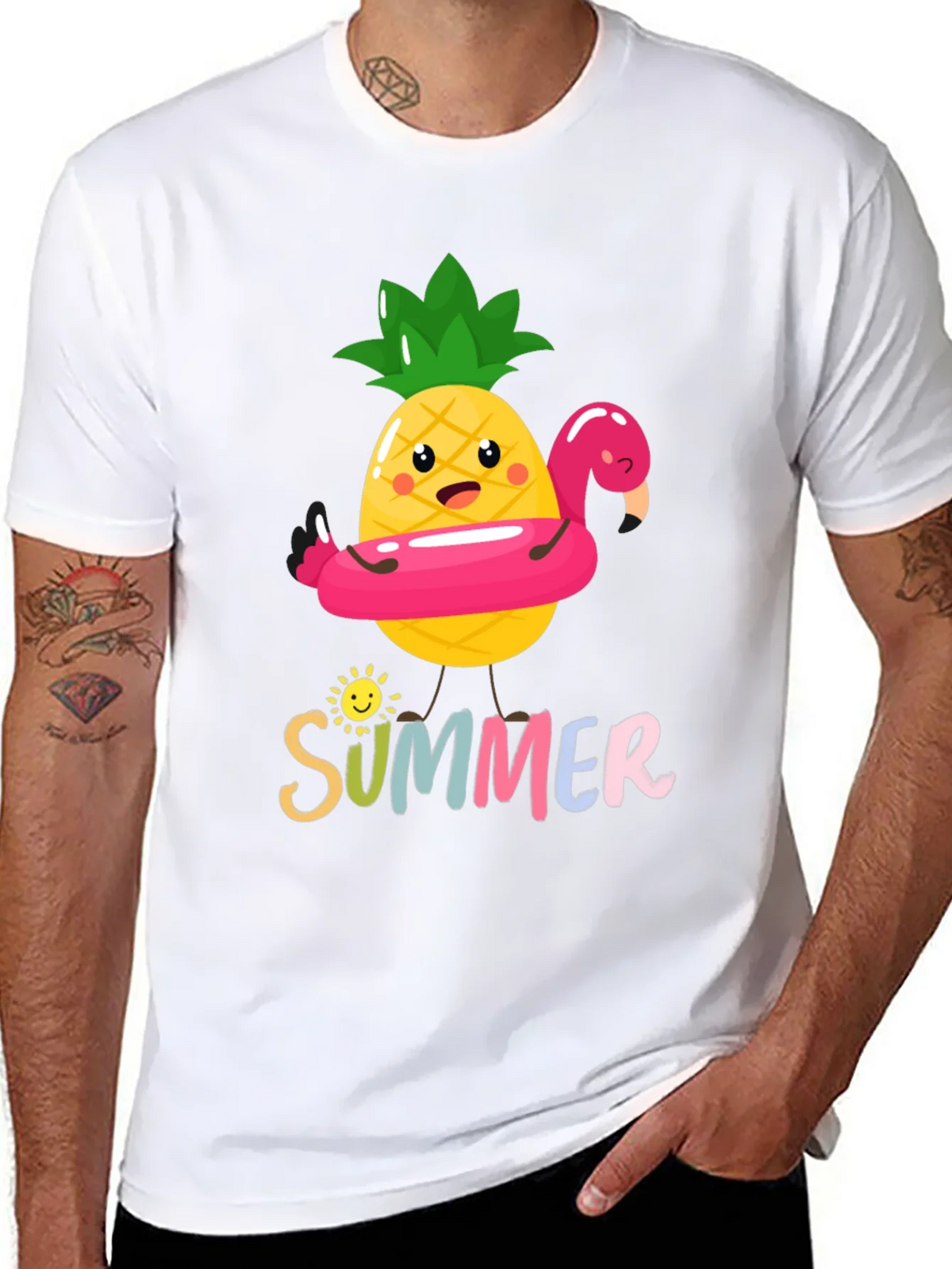 Summer Pineapple Flamingo Graphic Tee product image 7