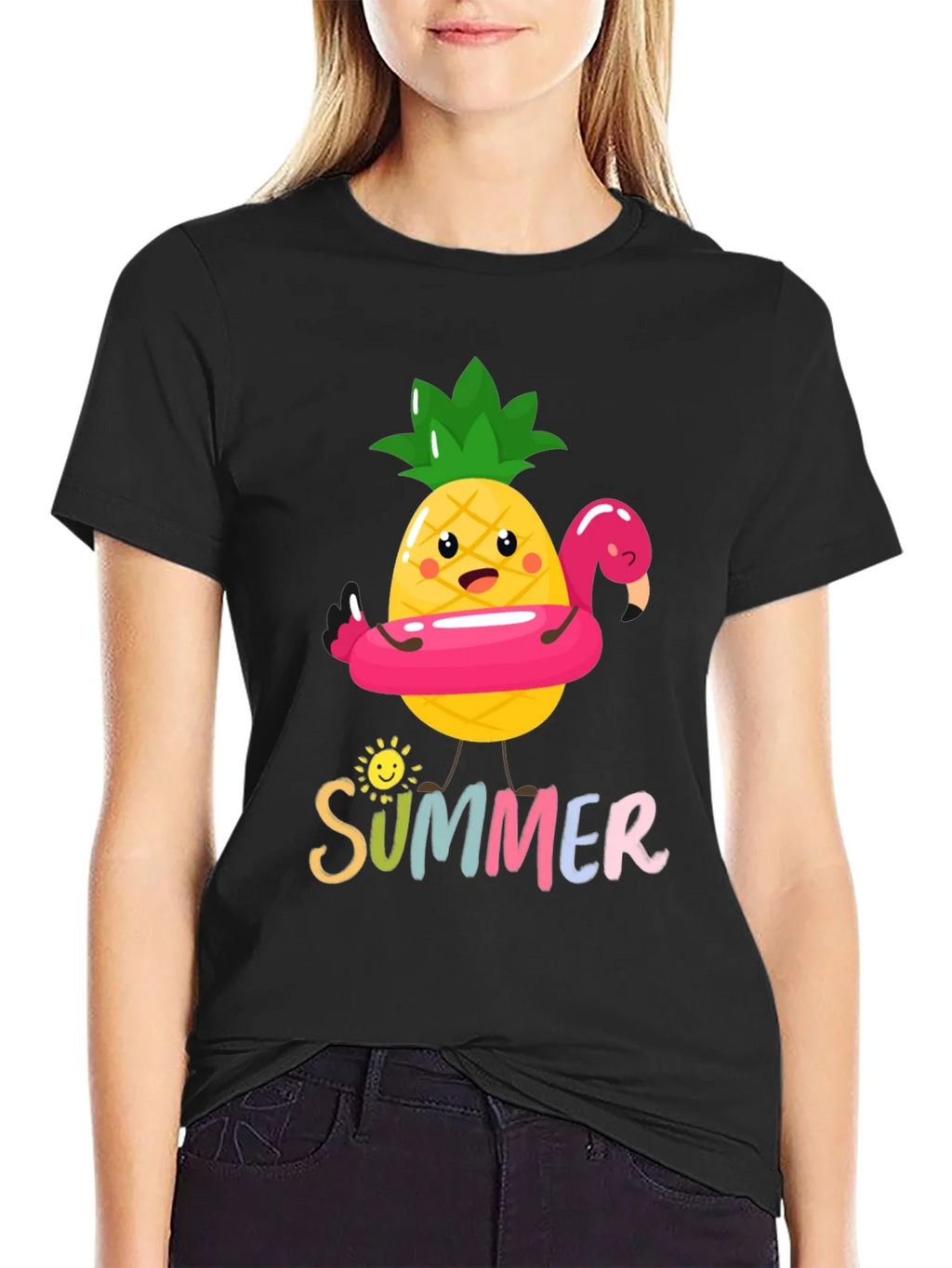 Summer Pineapple Flamingo Graphic Tee product image 2