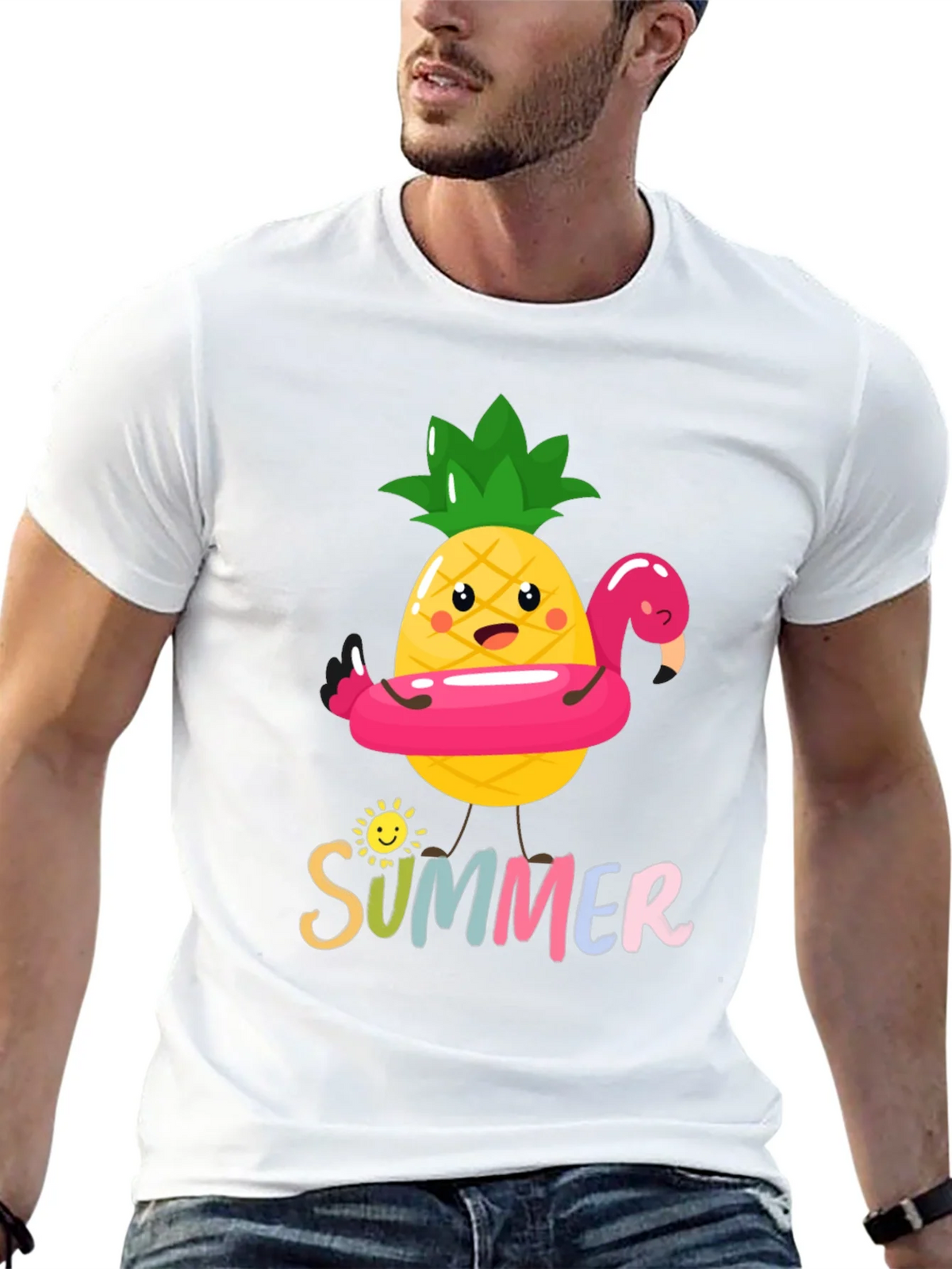 Summer Pineapple Flamingo Graphic Tee product image 12