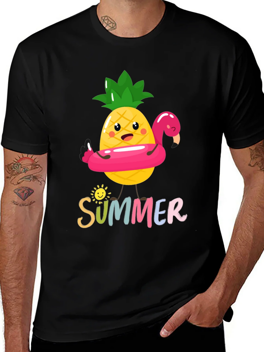 Summer Pineapple Flamingo Graphic Tee product image 1
