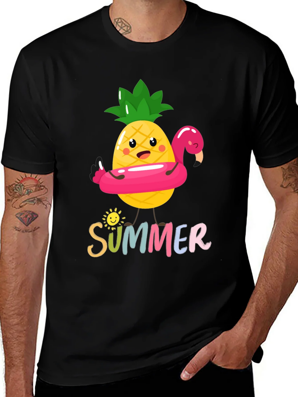 Summer Pineapple Flamingo Graphic Tee product image 1