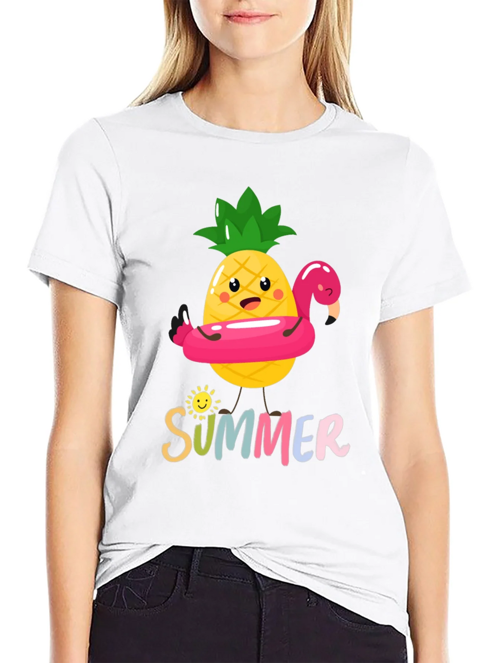 Summer Pineapple Flamingo Graphic Tee product image 8