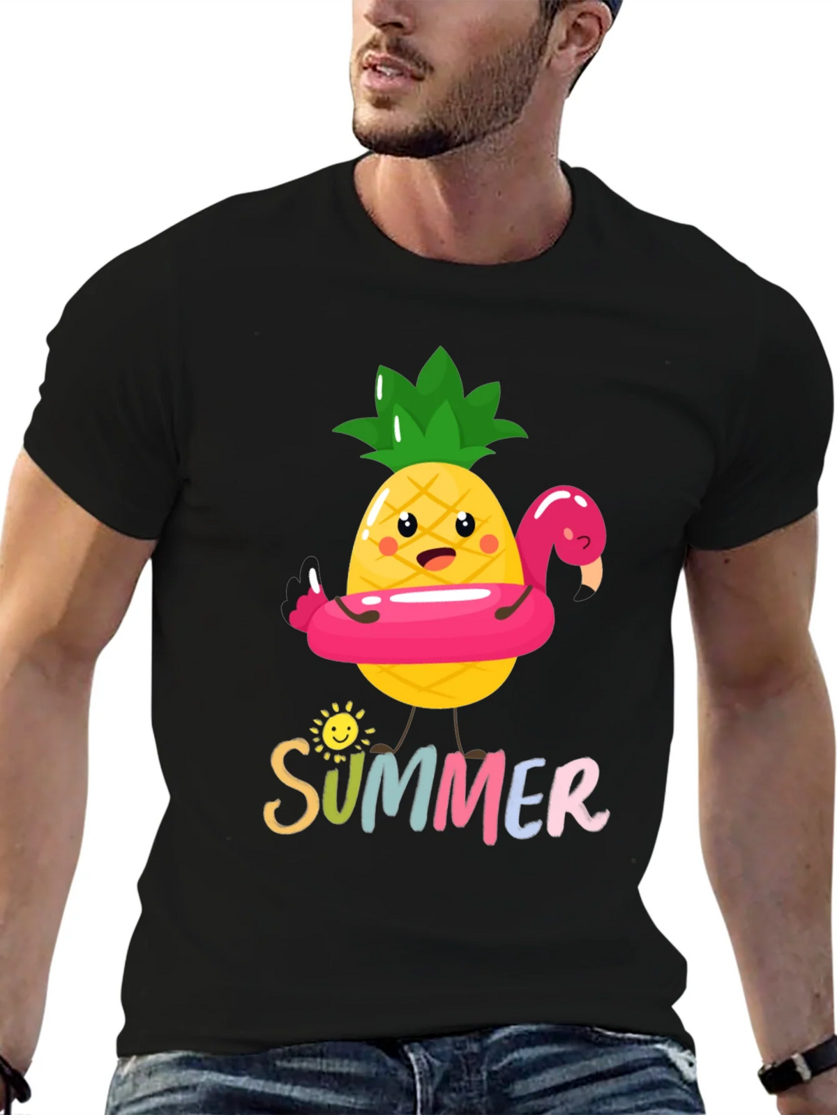 Summer Pineapple Flamingo Graphic Tee product image 6