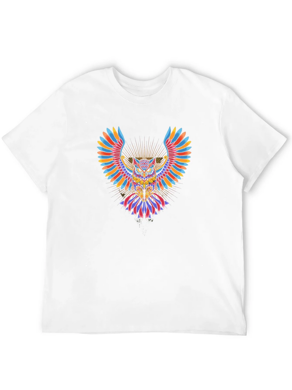 Colorful Owl Graphic Black T-Shirt product image 11