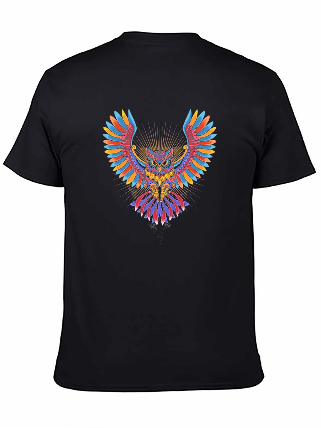 Colorful Owl Graphic Black T-Shirt product image 4