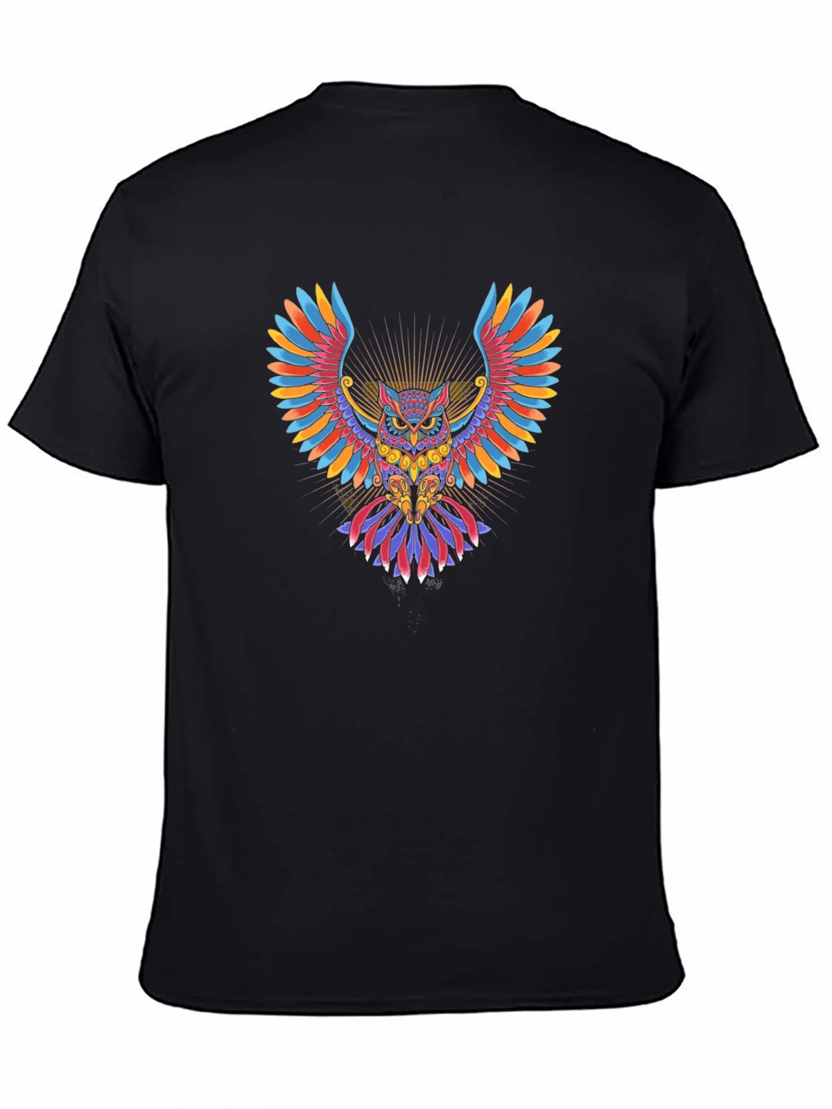 Colorful Owl Graphic Black T-Shirt product image 4