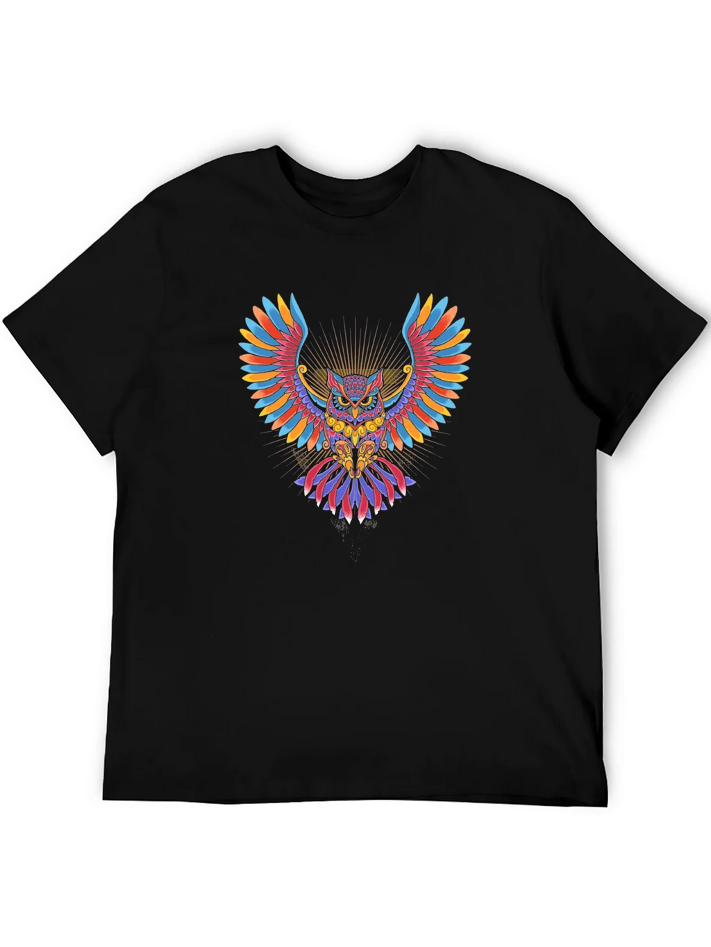 Colorful Owl Graphic Black T-Shirt product image 5