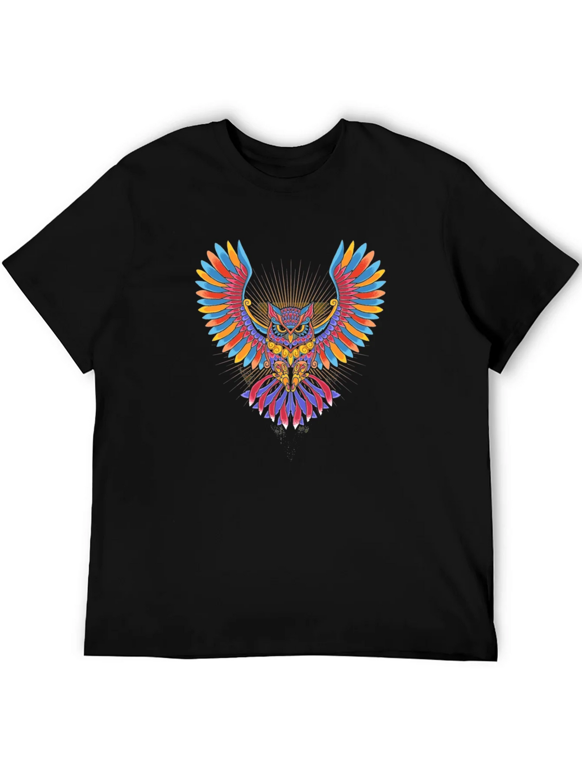 Colorful Owl Graphic Black T-Shirt product image 5