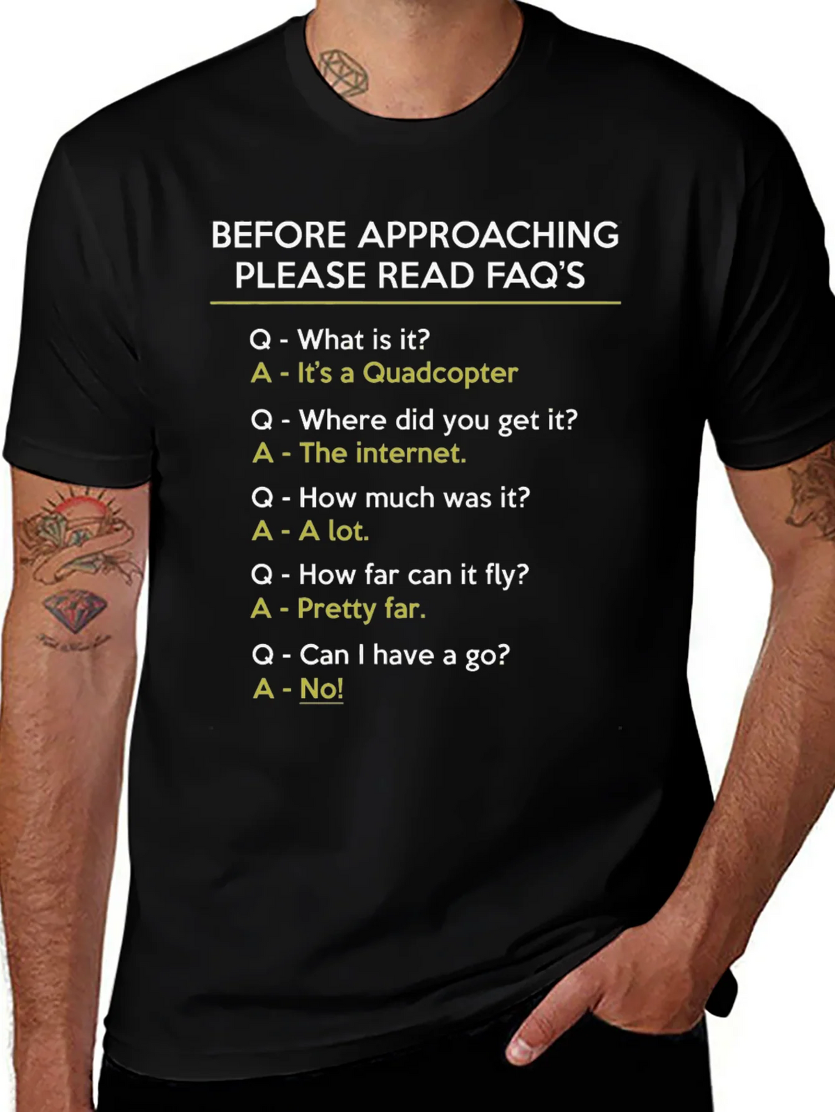 Funny Quadcopter FAQ T-Shirt product image 1