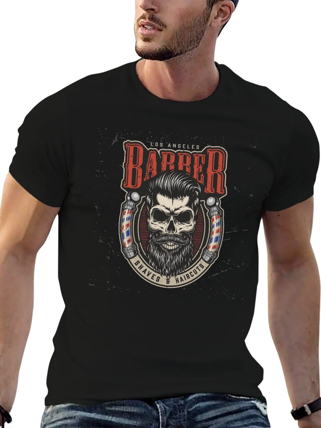 Los Angeles Barber Skull Graphic Tee product image 6