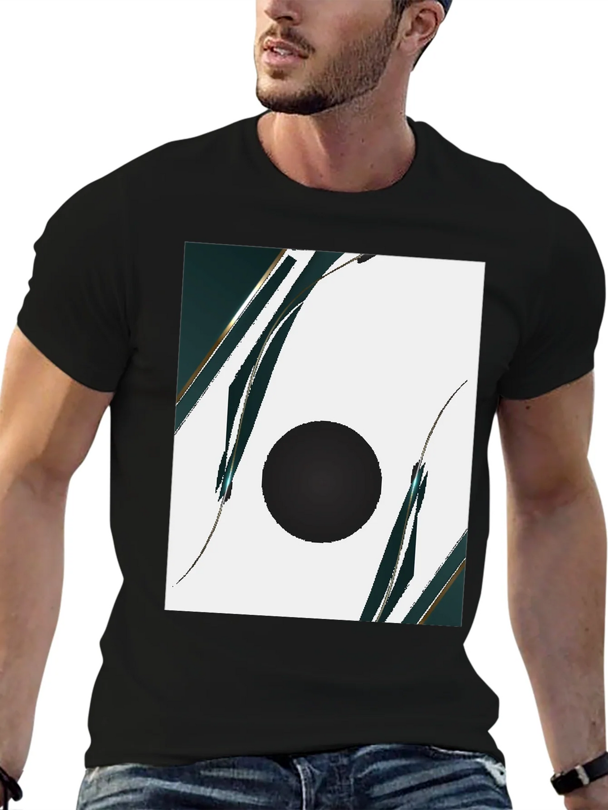 Modern Abstract Graphic Black T-Shirt product image 6