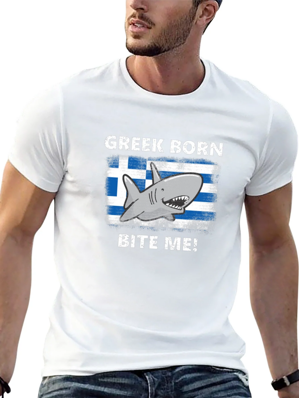 Greek Born Shark Bite Me! T-Shirt product image 12
