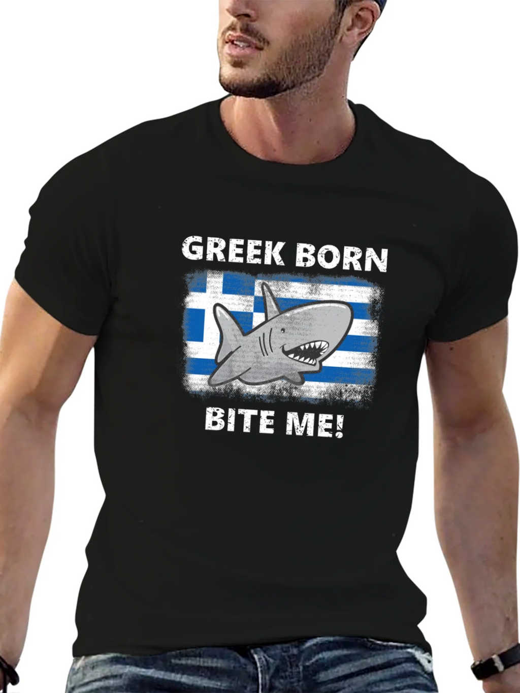 Greek Born Shark Bite Me! T-Shirt product image 6