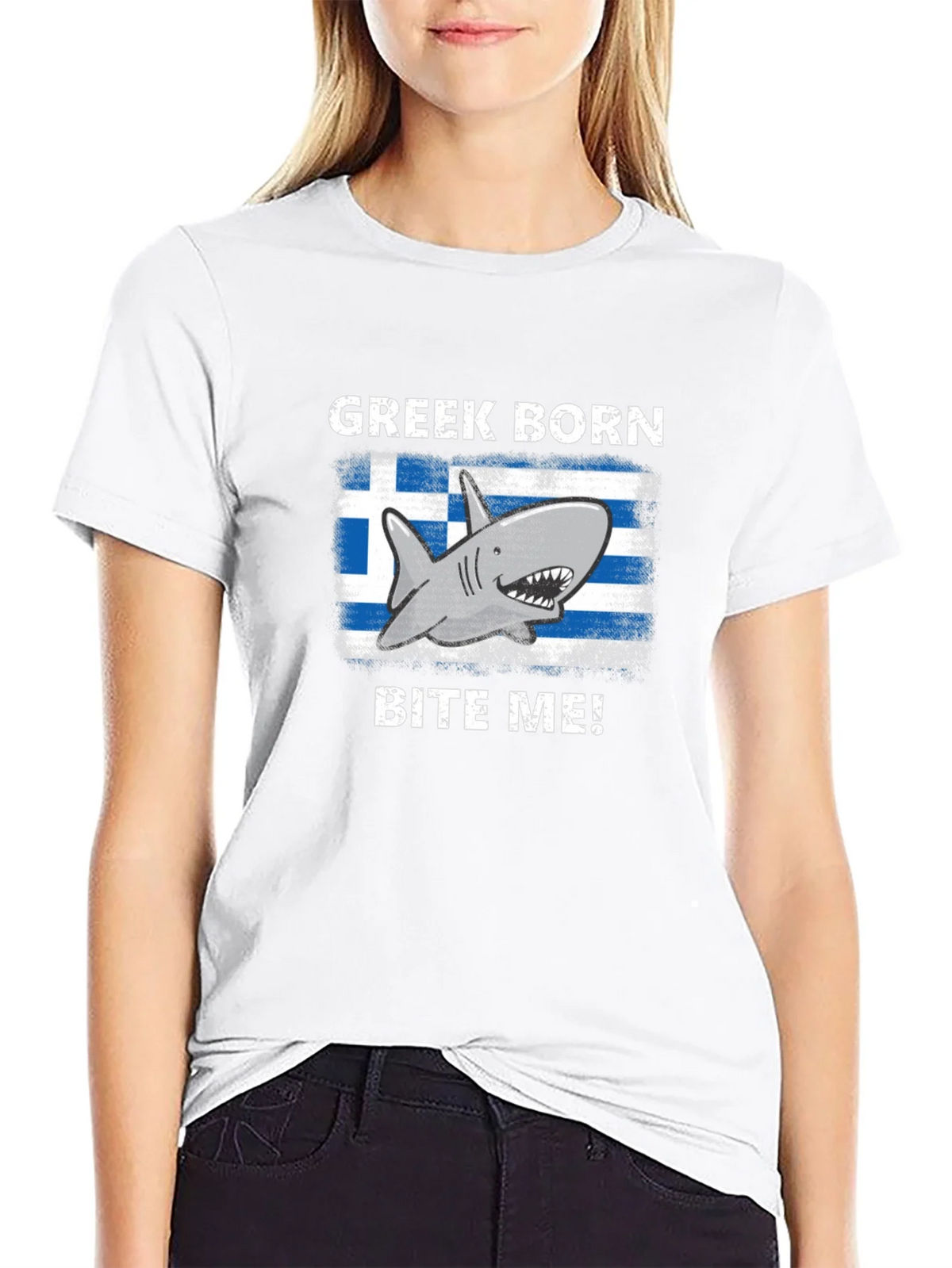 Greek Born Shark Bite Me! T-Shirt product image 8