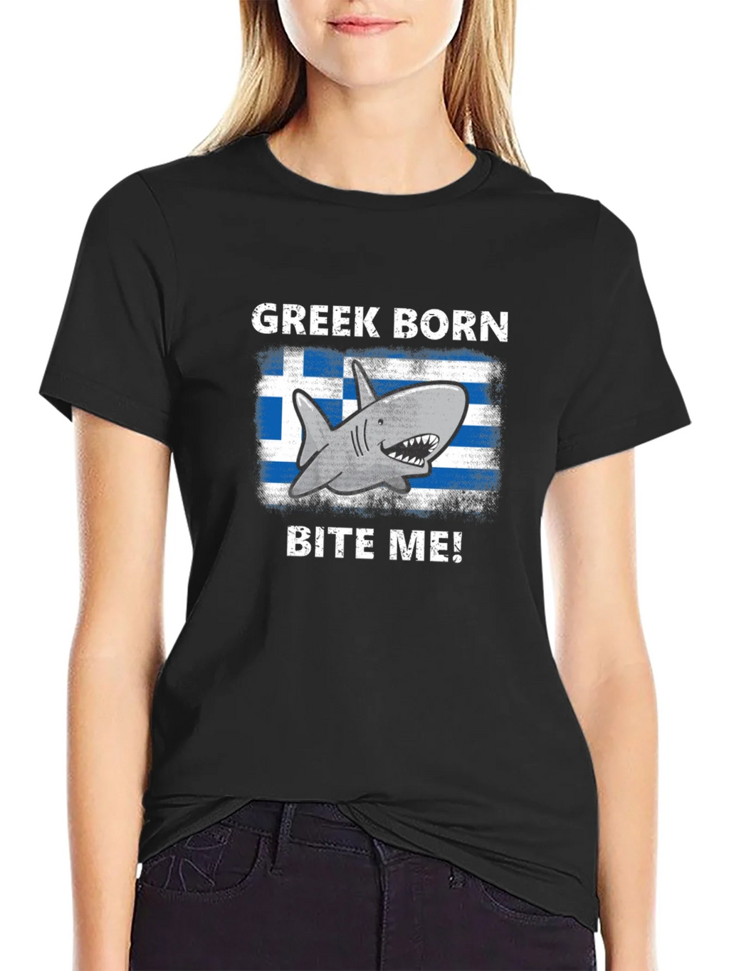 Greek Born Shark Bite Me! T-Shirt product image 2